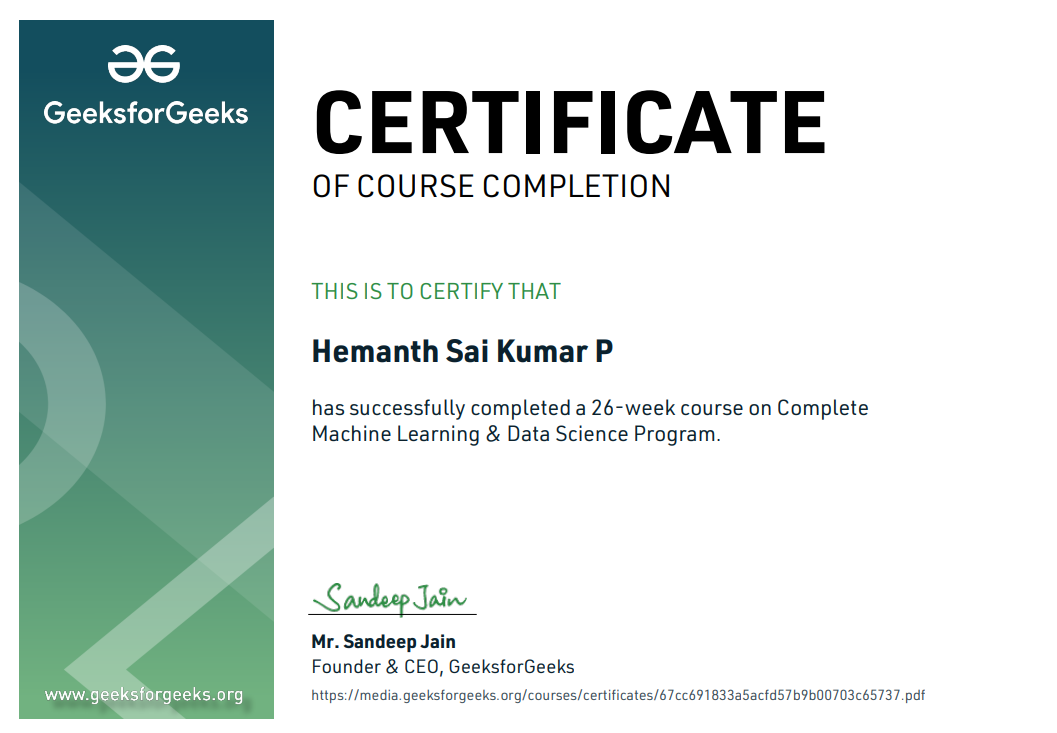 GeeksforGeeks ML